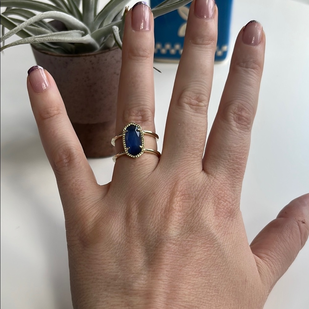 Kendra Scott Blue and Gold Statement Ring size 8
